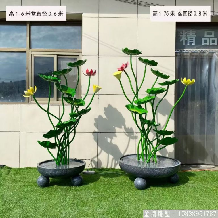 不锈钢流水荷花雕塑,室内室外荷花摆件