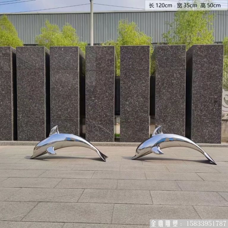 不锈钢镜面海豚雕塑 广场水池海豚雕塑厂家定做